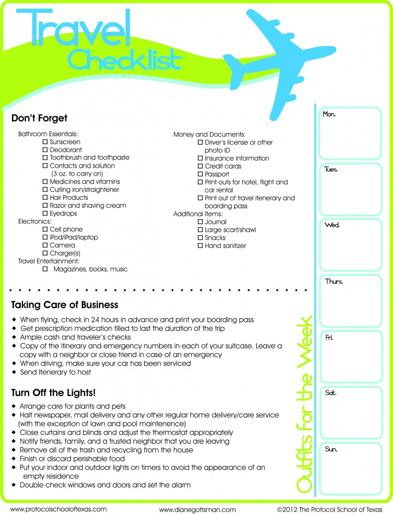 Travel Checklist Template 2106