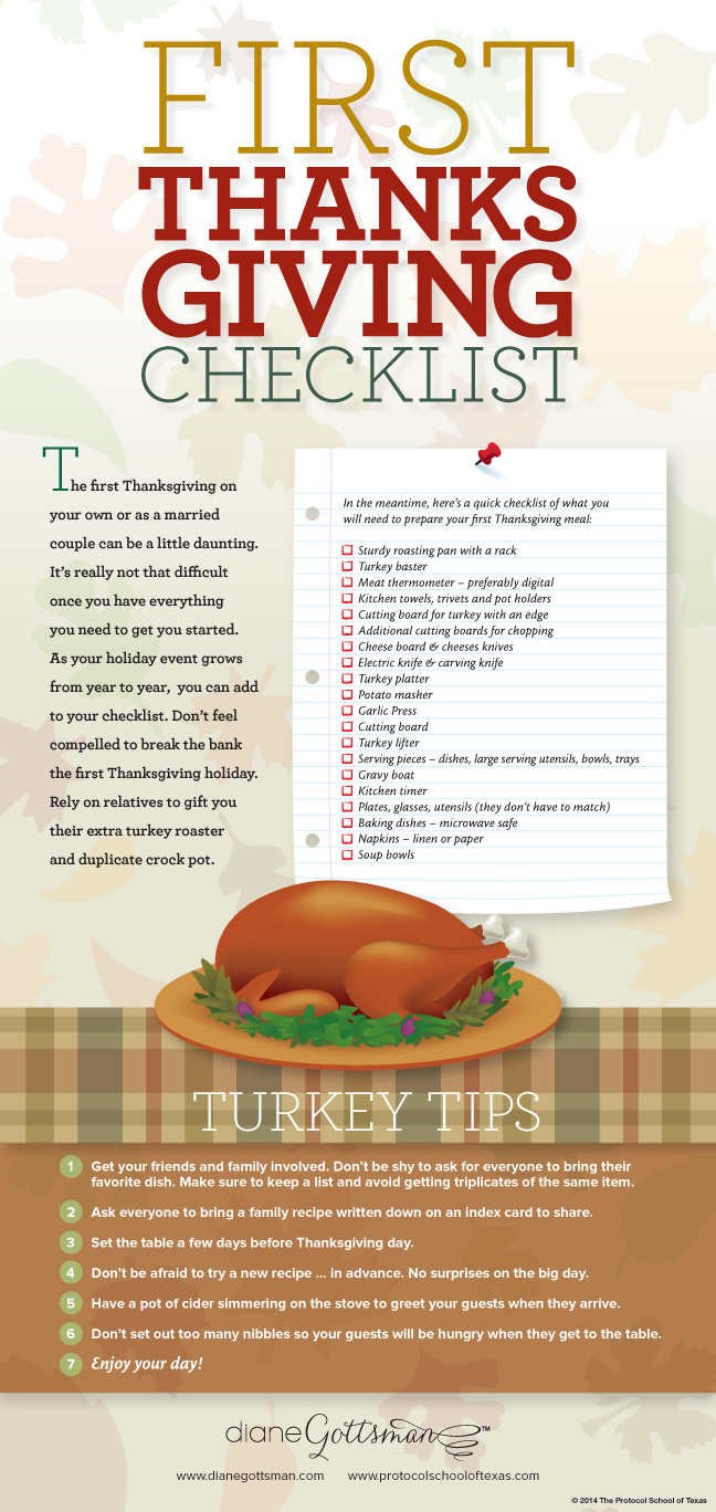 A Thanksgiving Dinner Checklist Diane Gottsman National Etiquette 