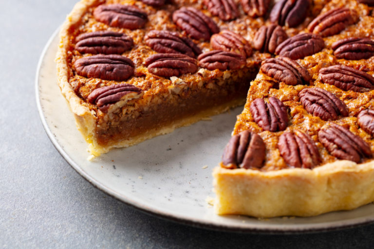 Pecan Pronunciation | pecan pie, one slice removed
