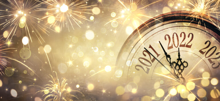 2022 New Year's Eve Etiquette | 2022 New Year - Clock And Fireworks - Countdown To Midnight - Abstract Defocused Background