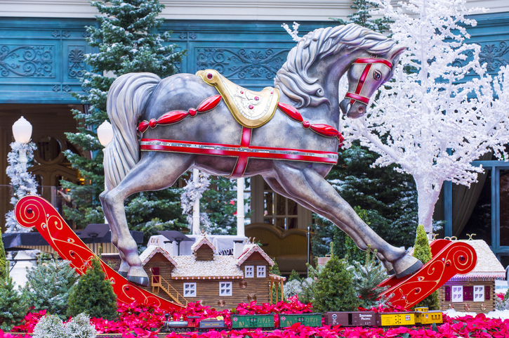 2023 holiday travel etiquette | Las Vegas , USA - November 30, 2012: Winter season in Bellagio Hotel Conservatory & Botanical Gardens