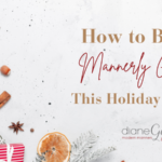 how to be a mannerly guest this holiday season | holiday flat lay with red and white gift and dried orange slices