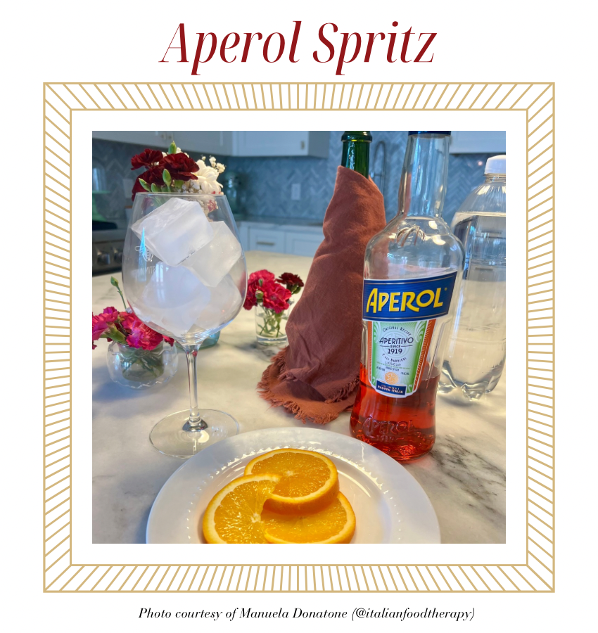 Aperol Spritz set-up in kitchen