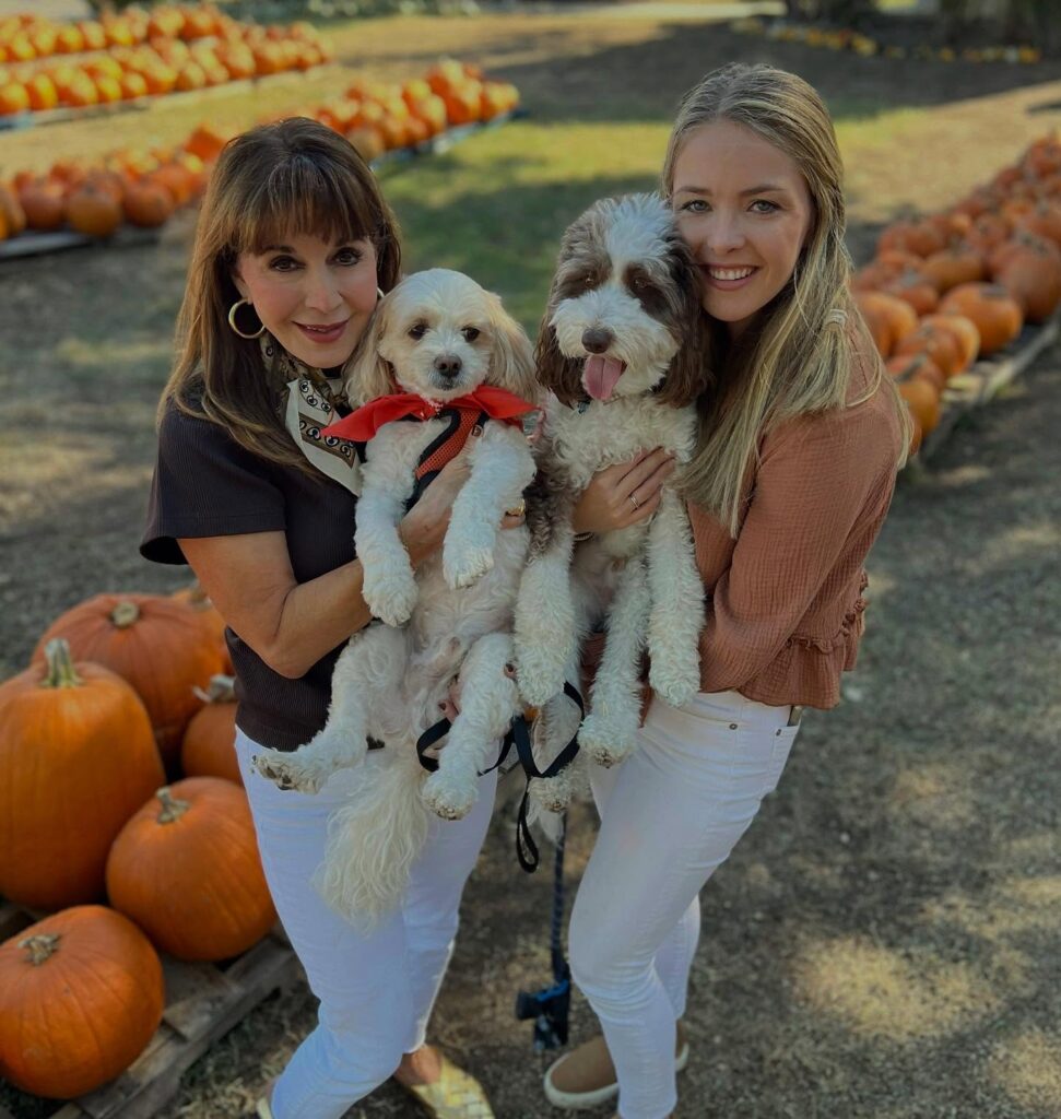 Diane Gottsman's Pumpkin Patch trip with her daughter Emily Rose and their two dogs.