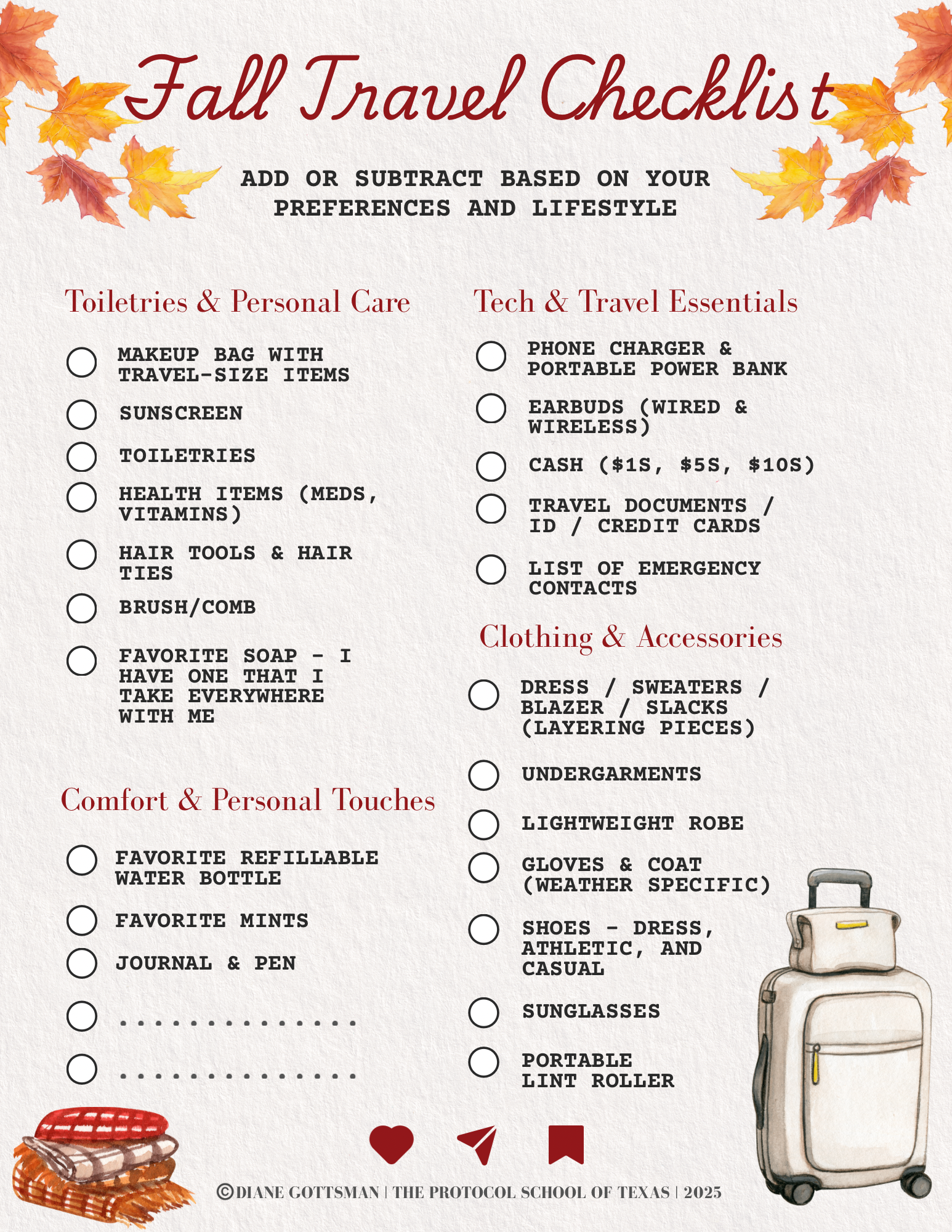 Fall Travel Checklist 2025 Diane Gottsman