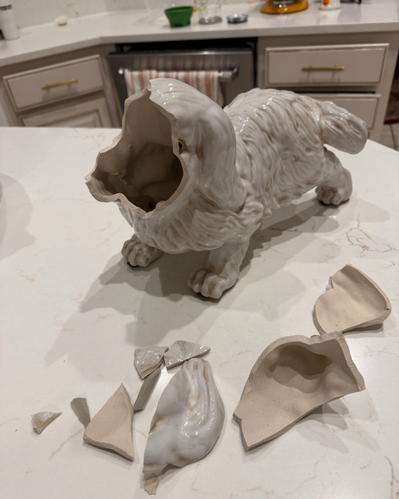 Broken ceramic dog