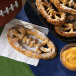 Tailgate food etiquette | Football Super Bowl Sunday Football-Shaped Soft Pretzels and Nacho Cheese